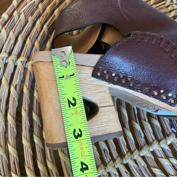 Dansko Brown Leather Wooden Platform Heel Boho Sandals Sz-36/US6 - Picture 10 of 13